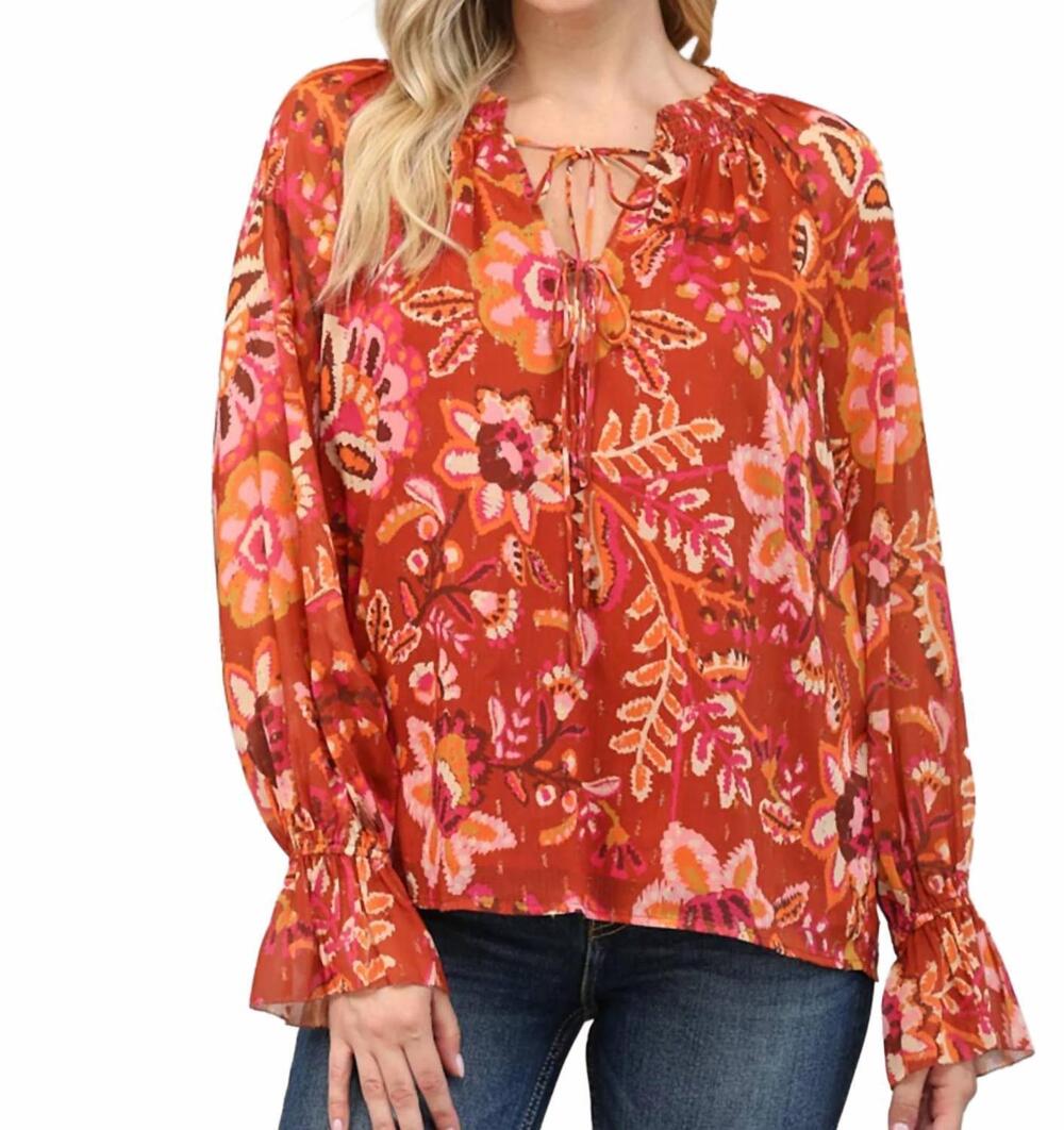 NEW FATE odette floral blouse in rust